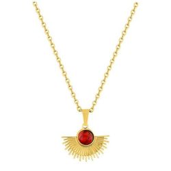 Collar Acero Dorado Argyor-MRM  (AC)432145 Cadena Con Abanico Rojo