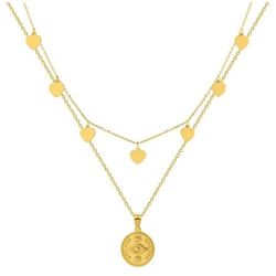 Collar Acero Dorado Argyor-MRM  (AC)432154 Cadena Doble Con Colgantes