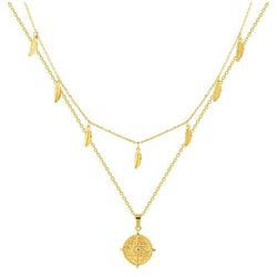 Collar Acero Dorado Argyor-MRM  (AC)432156 Cadena Doble Con Colgantes