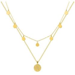 Collar Acero Dorado Argyor-MRM  (AC)432158 Cadena Doble Con Colgantes