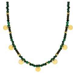 Collar Acero Dorado Argyor-MRM  (AC)432201 Piedras Verdes Con Colgantes