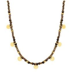 Collar Acero Dorado Argyor-MRM  (AC)432203 Piedras Marrones Con Colgantes