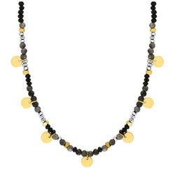 Collar Acero Dorado Argyor-MRM  (AC)432204 Piedras Negras Con Colgantes