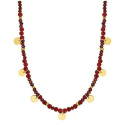 Collar Acero Dorado Argyor-MRM  (AC)432205 Piedras Rojas Con Colgantes
