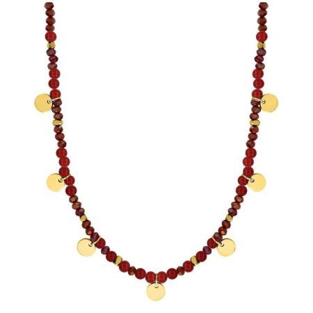 Collier en acier doré avec pierres rouges et pendentifs Argyor-MRM (AC)432205