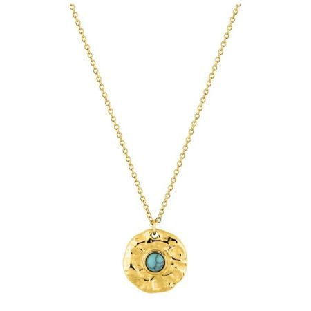 Collar Acero Dorado Argyor-MRM  (AC)432208 Cadena Con Colgante Turquesa