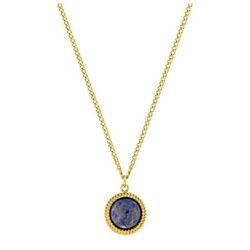 Collar Acero Dorado Argyor-MRM  (AC)432215 Cadena Con Colgante Azul