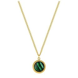 Collar Acero Dorado Argyor-MRM  (AC)432216 Cadena Con Colgante Verde