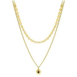 Collar Acero Dorado Argyor-MRM  (AC)432220 Cadena Doble Con Colgante