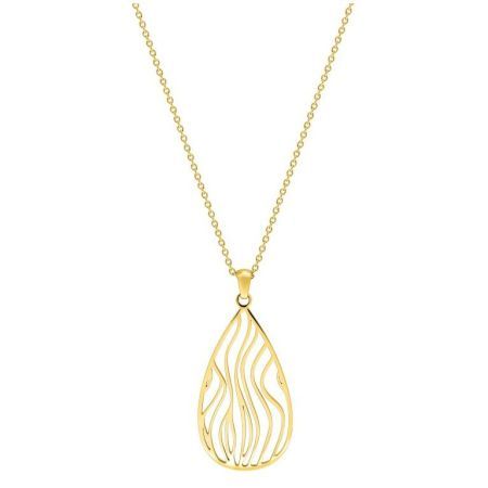 Argyor-MRM (AC)432266 Gold Steel Necklace with Leaf Pendant
