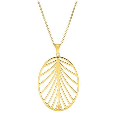 Argyor-MRM (AC)432270 Gold Steel Necklace with Leaf Pendant