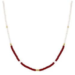 Collar Acero Dorado Argyor-MRM  (AC)432281 Cadena Con Piedras Rojas Bicolor Blancas