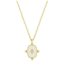Collar Acero Dorado Argyor-MRM  (AC)432285 Cadena con Colgante Blanco
