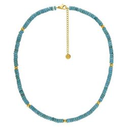 Collar Acero Dorado Argyor-MRM  (AC)432288 Cadena con Piedras Turquesas