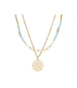 Colgante Acero Dorado Liska Mujer SHA205CL Amazonita