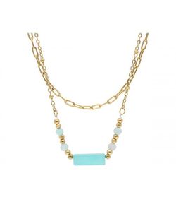 Colgante Acero Dorado Liska Mujer SHA210CL Amazonita