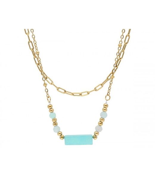 Pingente feminino Liska em aço dourado SHA210CL Amazonita