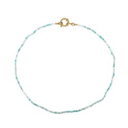 Collar Acero Dorado Mujer CAS0015DOAZXX Piedras Minerales Amazonita