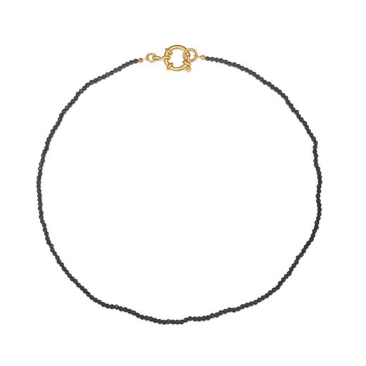 Collar Acero Dorado Mujer CAS0015DOOXXX Piedras Minerales Onix Negro