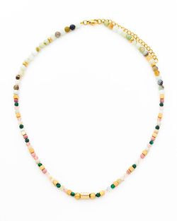 Collar Acero Dorado Mujer CAS0020DOAD Piedras Minerales Agata Dendrítica