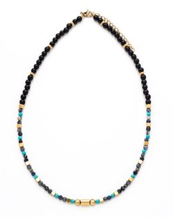 Collar Acero Dorado Mujer CAS0020DOOX Piedras Minerales Onix Negro