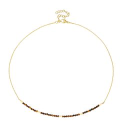 Collar Acero Dorado Mujer 39+5cm CAS0051DOOT Piedras Minerales Ojo de Tigre