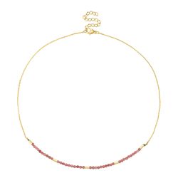 Collar Acero Dorado Mujer 39+5cm CAS0051DOPT Piedras Minerales Turmalina Rosa