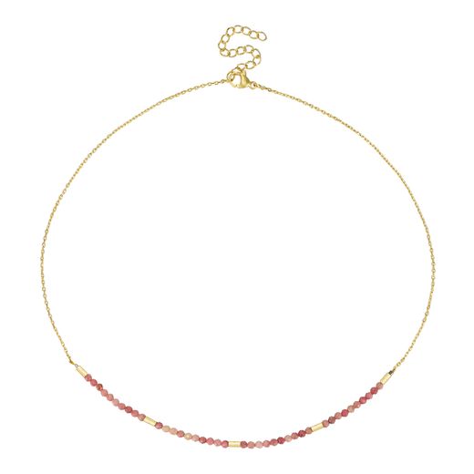 Collar Acero Dorado Mujer 39+5cm CAS0051DORT Piedras Minerales Rodocrosita
