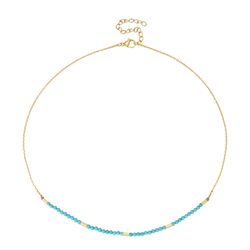 Collar Acero Dorado Mujer 39+5cm CAS0051DOTU Piedras Minerales Turquesa