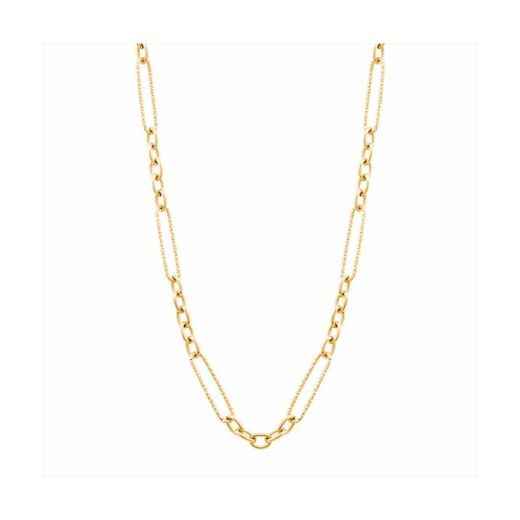 Collar Acero Dorado Mujer N27210 Eslabones Lisos En Brillo 40+5cm