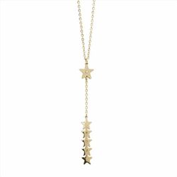 Collar Acero Dorado N15220 Estrellas Circonitas
