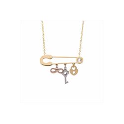 Collar Acero Dorado N15454 Imperdible Con Infinito Llave Y Candado