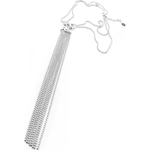 Collar Acero Karl Lagerfeld Mujer 5483571 Fleco Cadenillas Bolas Facetadas & Logo Karl C. Cristales & Perlas Swarovski