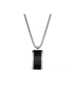 Collar Acero Liska Hombre 86CD101 Placa Bicolor Negra
