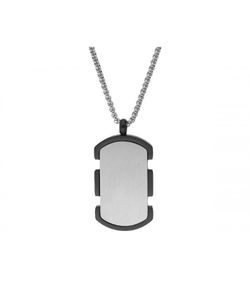 Collar Acero Liska Hombre 86CD323-N Placa Acero Bicolor Negra