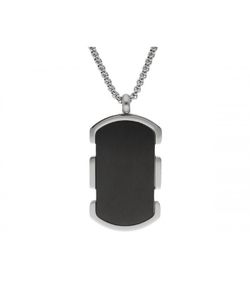Collar Acero Liska Hombre 86CD323 Placa Acero Bicolor Negra