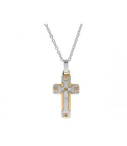 Collar Acero Liska Hombre 86CD336-D Cruz Bicolor Dorado