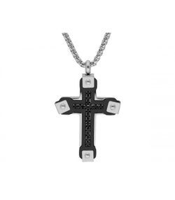 Colar Masculino Liska Aço 86CD340 Preto Bicolor Cruz