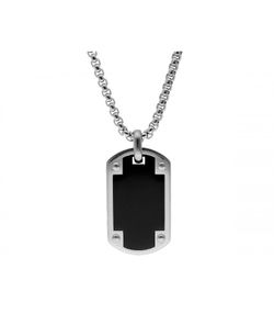 Collar Acero Liska Hombre 87CD012 Placa Acero Bicolor Negra