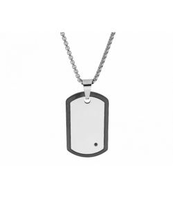 Collar Acero Liska Hombre MTC045CD Placa Bicolor Negra