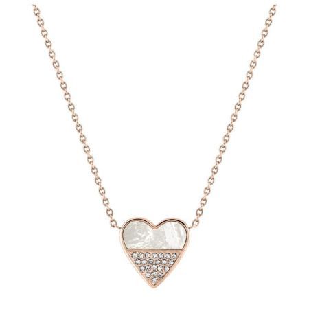 Collar Acero Rosa Argyor-MRM  (AC)432323 Cadena Corazón Con Circonitas