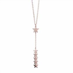 Collar Acero Rosa N15221 Estrellas Circonitas