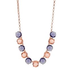 Collar Acero Rosa Sovrani 40cm AV0550 Piedras Ambar Y Violeta