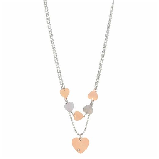 Collar Acer Sovrani AV0527 2 Cadenes Amb Cors Rosa Bicolor Acer