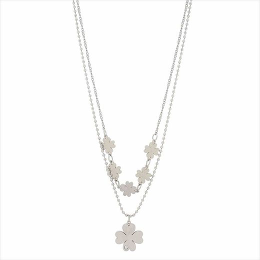 Colar de Aço Sovrani AV0535 2 Correntes com Trevos