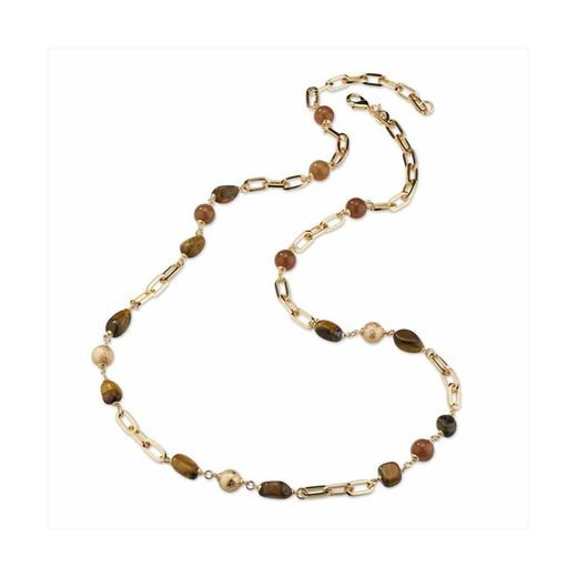 Bronze Necklace 100cm Sovrani J9015 Gold Clarie Brown Stones