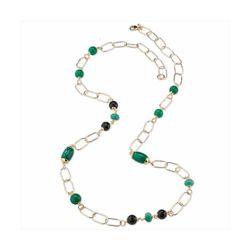 Collar Bronce 100cm Sovrani J9018 Dorado Sarah Piedras Verdes