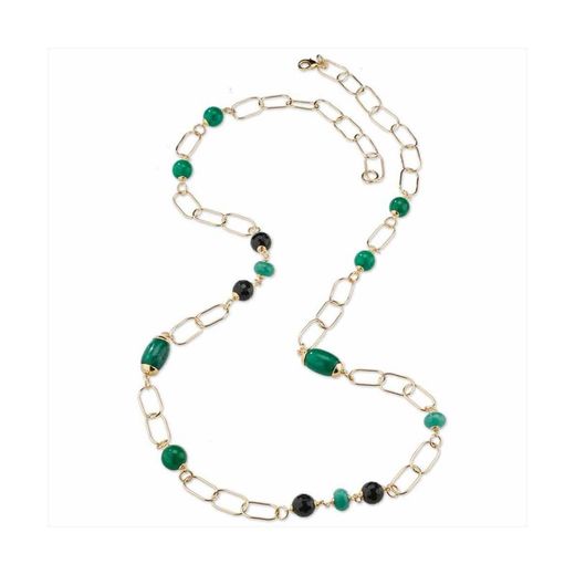 Bronze Necklace 100cm Sovrani J9018 Gold Sarah Green Stones