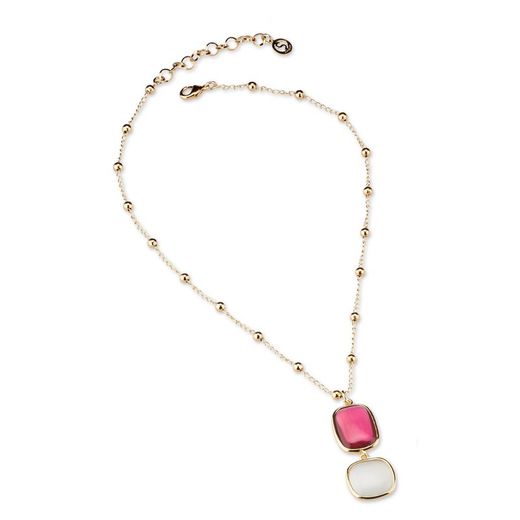 Bronze Necklace 50+5cm Sovrani J7902 Annette Golden Cat's Eye Fuchsia Mother of Pearl