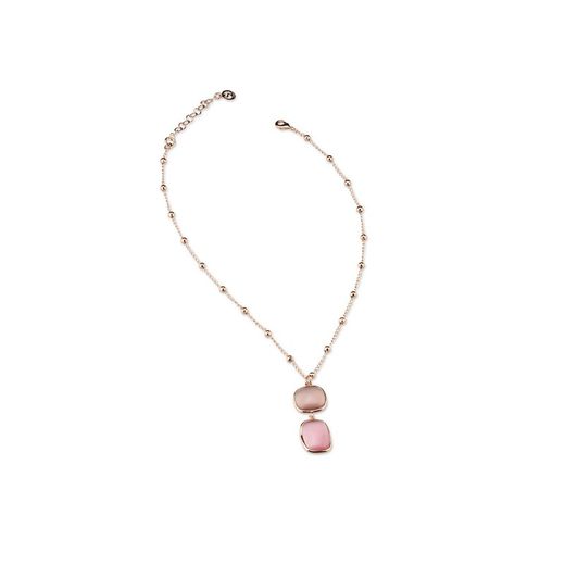Colar de Bronze 50+5cm Sovrani J7950 Roseta Dourada Olho de Gato Rosa